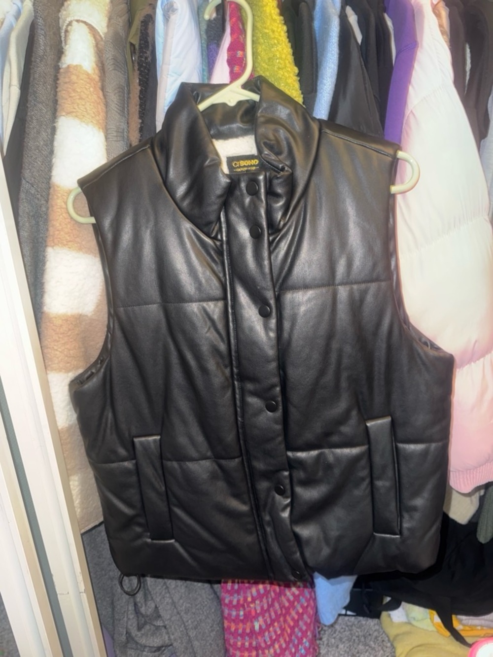 Ci Sono Black Faux Leather Puffer Vest